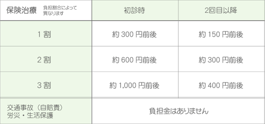 つばた接骨院　料金